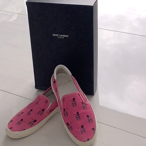 Saint Laurent Pink Skull Pineapple Running Shoes - Picture 1 of 4